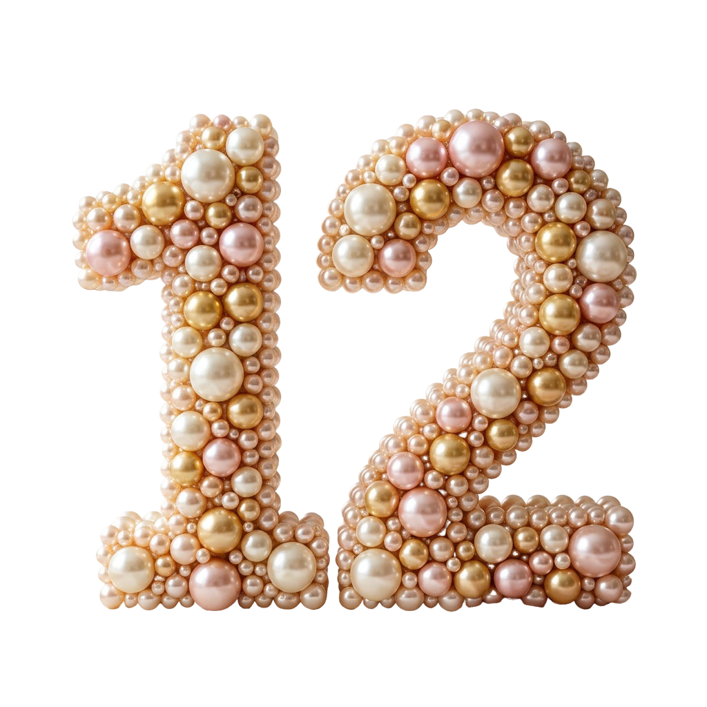 המספר 12 עשוי מפנינים